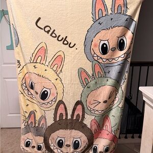 Labubu Kids Blanket - Cream and Gray